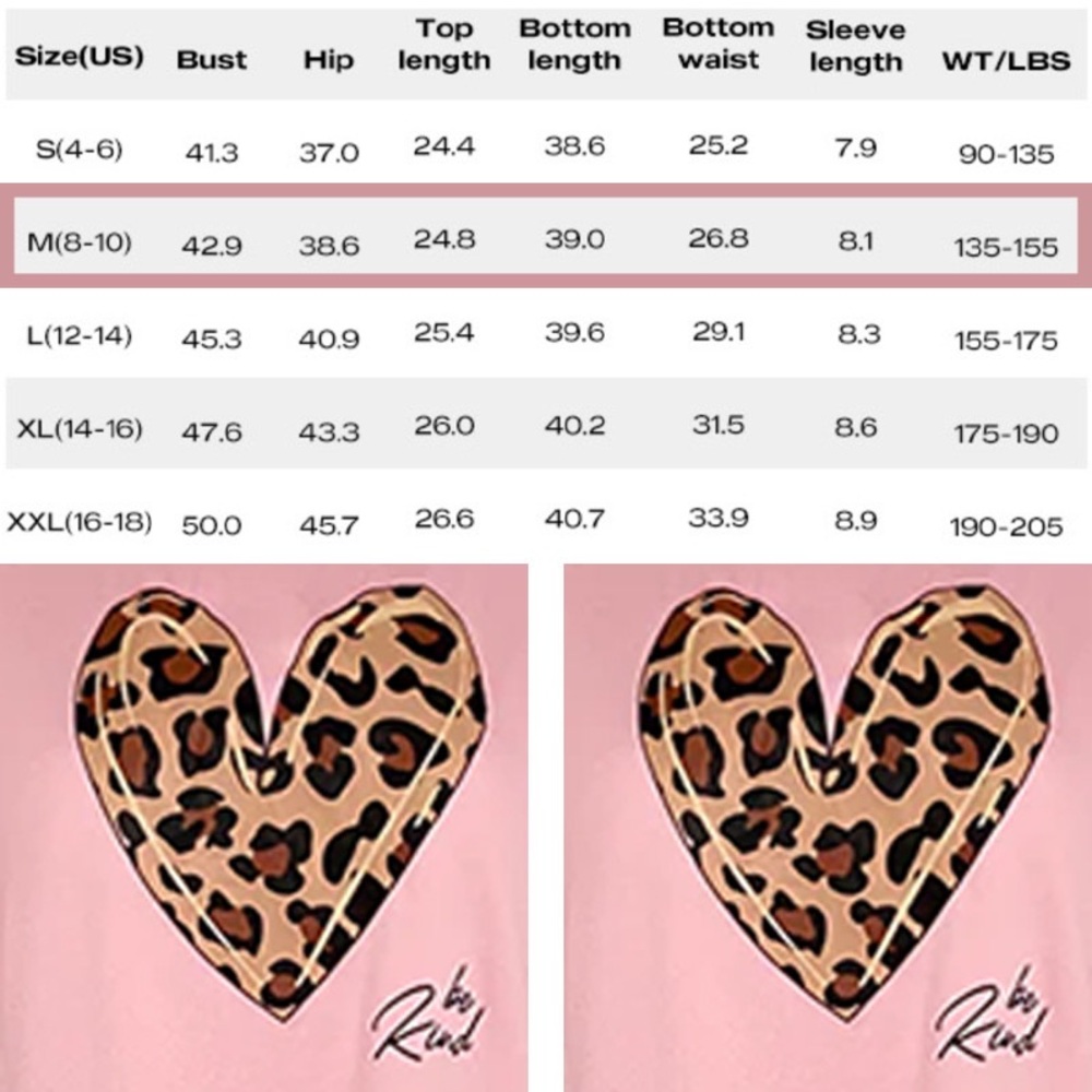 Chic Pink and Brown Leopard Heart Pajama Set - Picture 7 of 10